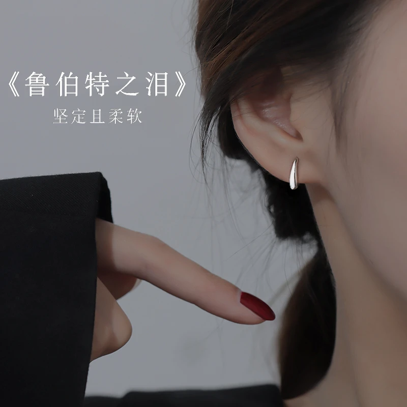 足银耳饰 蛇骨耳钩气质养耳洞睡觉免摘设计耳环日常简约学生通勤