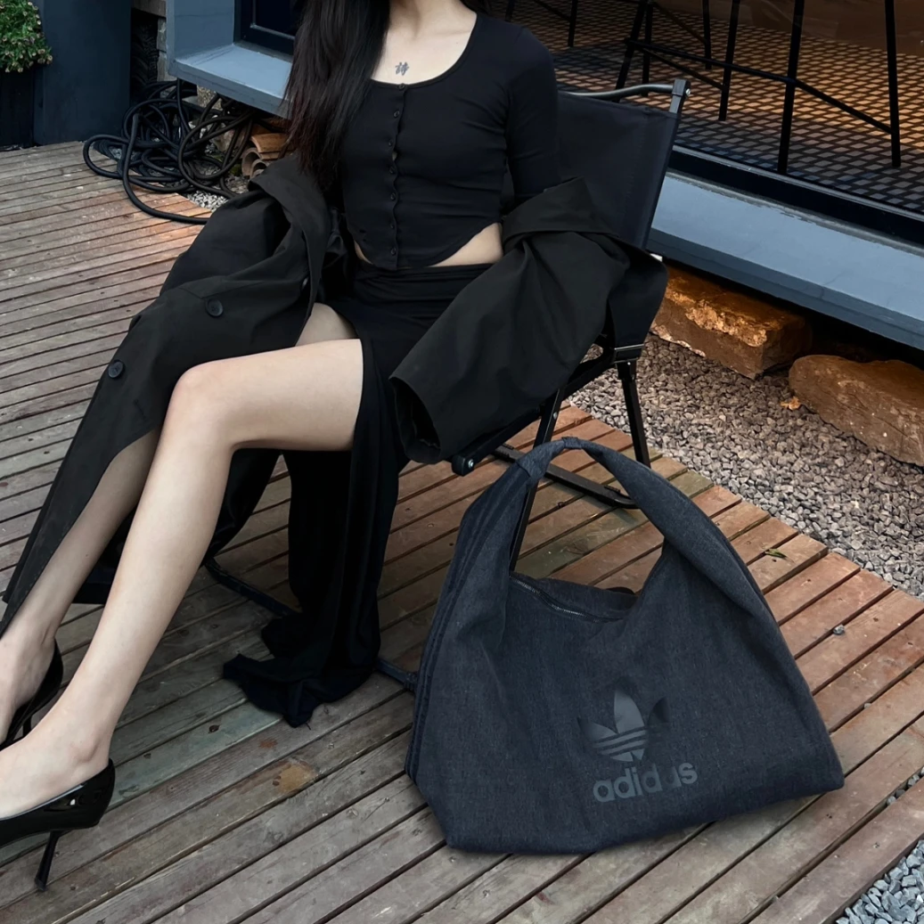 Adidas阿迪达斯 三叶草 休闲牛仔单肩腋下包云朵包 IX7693 IX7694