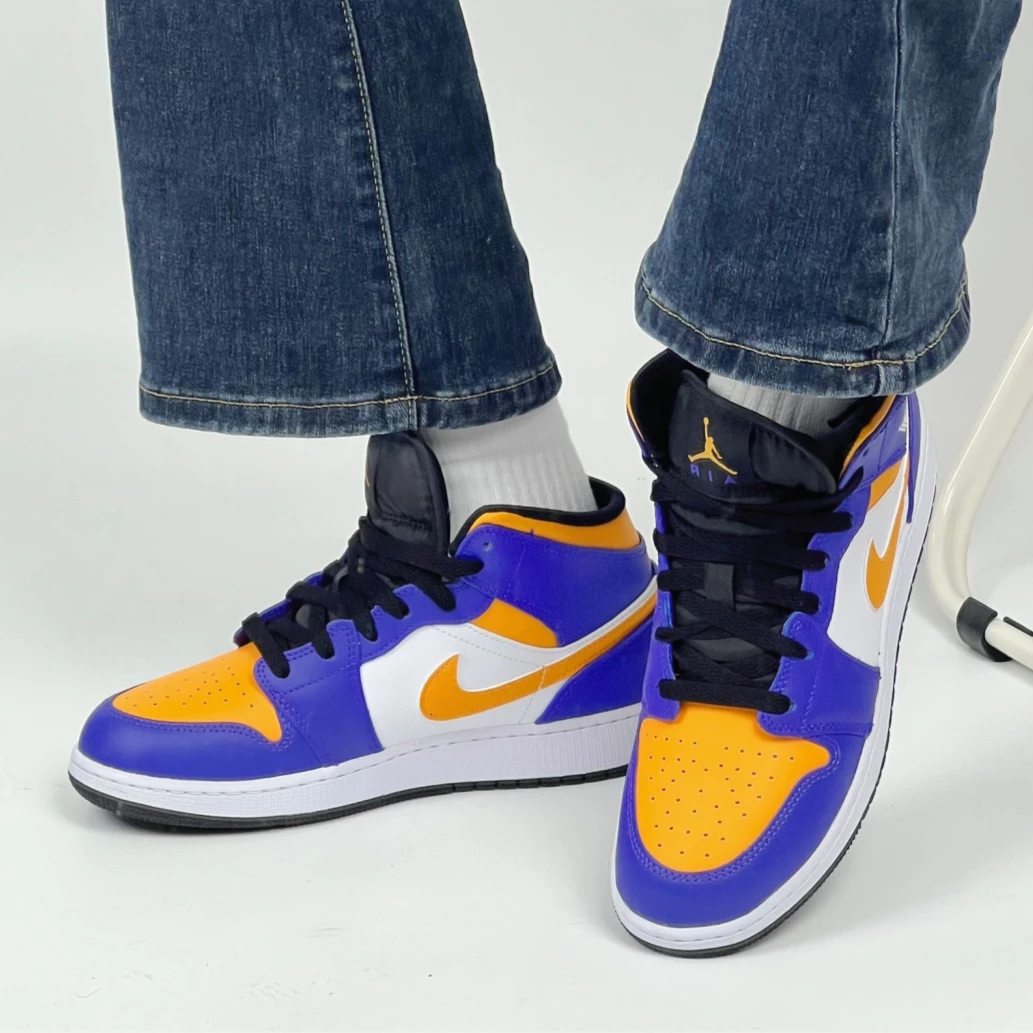 耐克/nike AJ1 湖人紫黄色复古耐磨中帮篮球鞋板鞋男款DQ8426-517