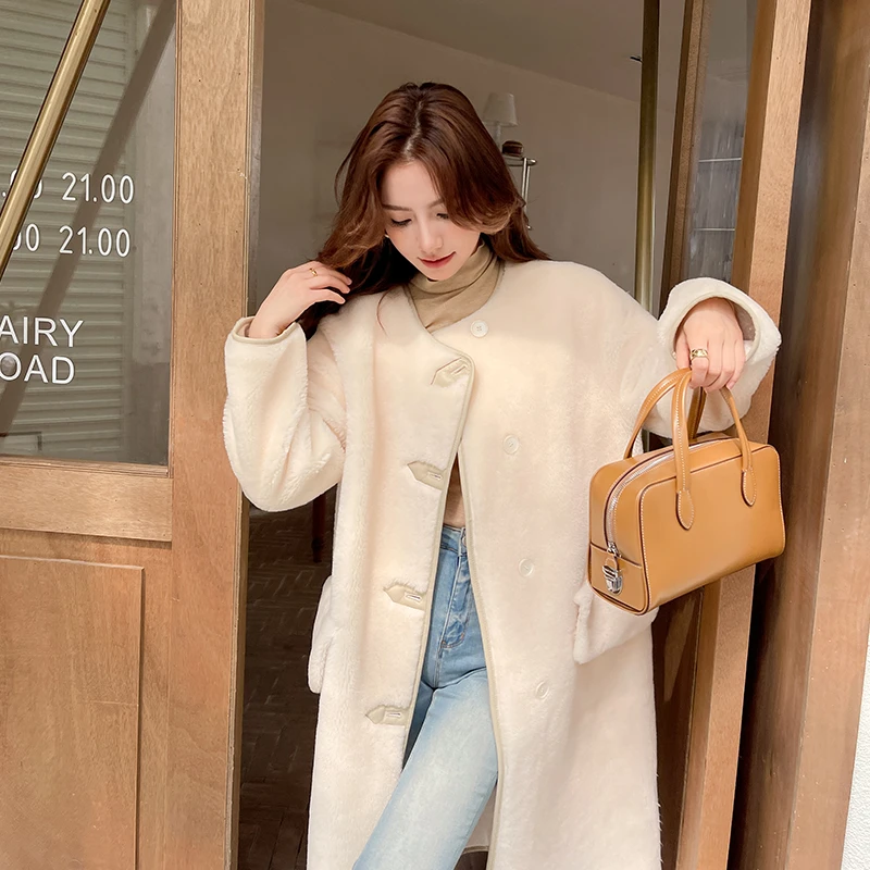 “梦幻云端” 全羊毛外套女长款羊羔毛外套女24款秋冬新款