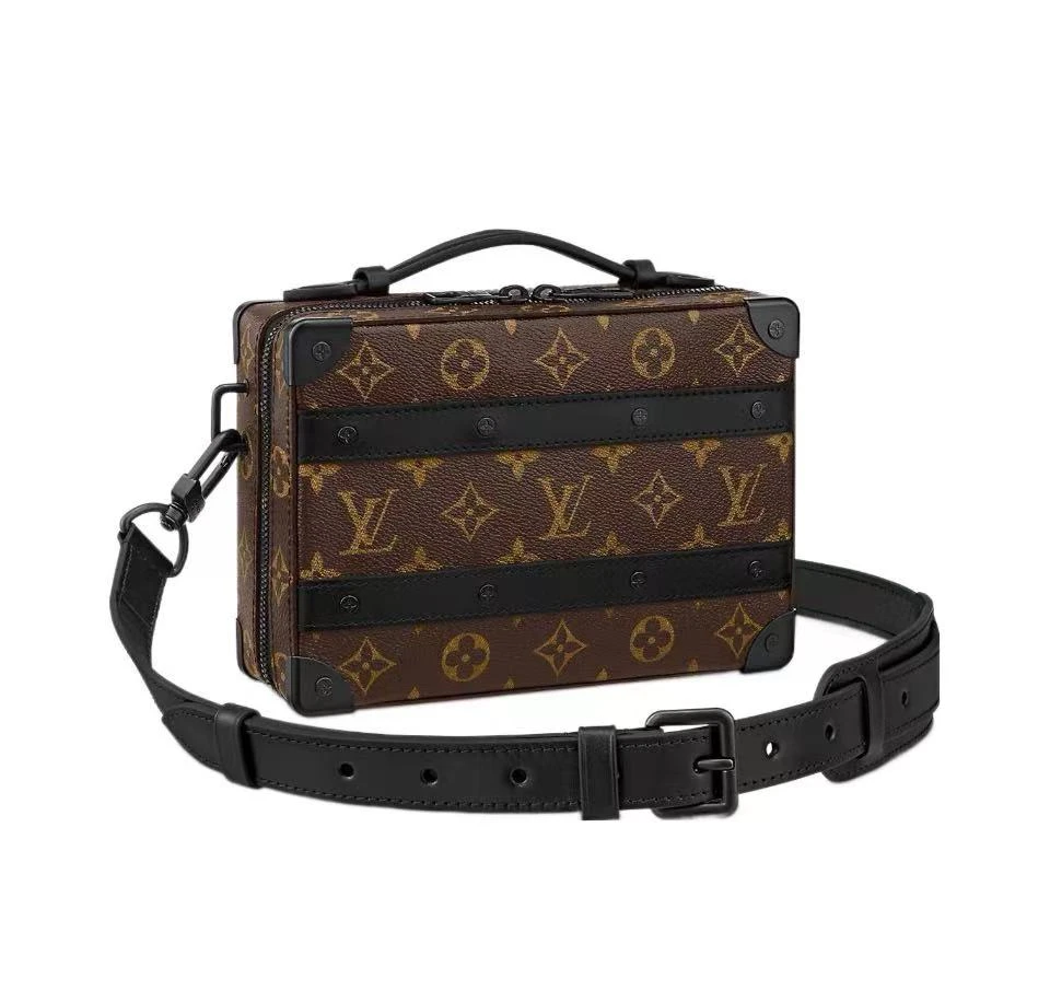 99新 LouisVuitton/路易威登 Handle Trunk棕色老花盒子斜挎包