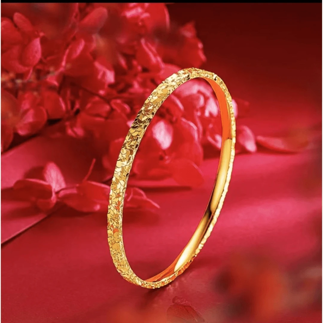 足银手镯 包金工艺 足银999手镯 碎碎冰手镯女百搭实心送女友礼物