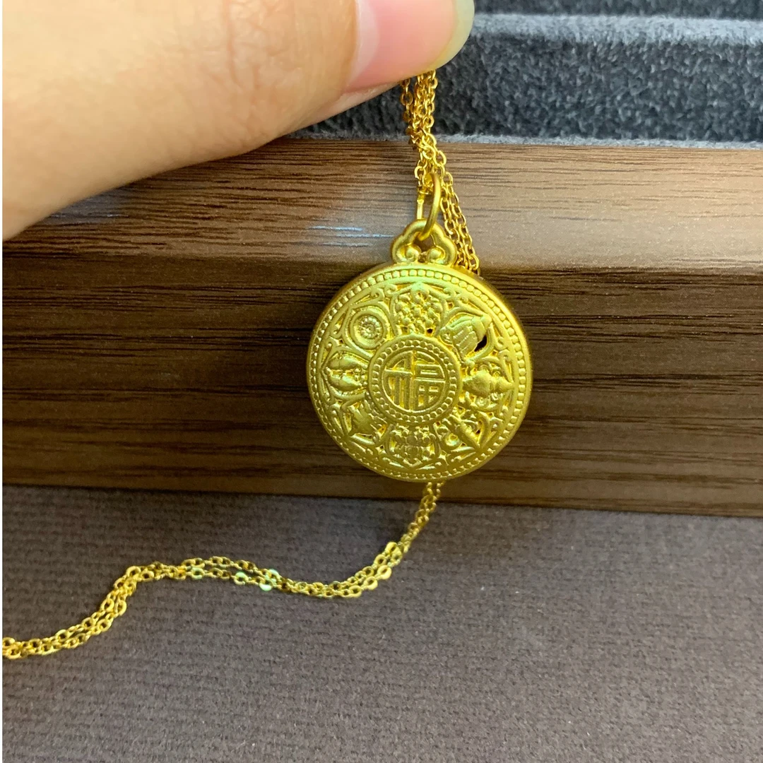 吊坠足银 银吊坠 八宝罗盘吊坠平安福   包金工艺  不漏银