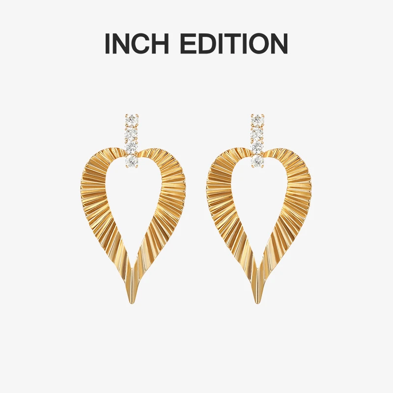 INCHEDITION 纯铜耳饰 内心独白爱心波浪纹耳环女高级