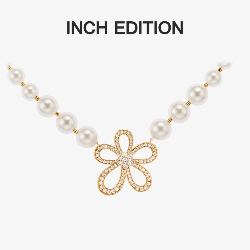 INCHEDITION 铜合金合成锆石项链 人间富贵花-蕾丝大花项链