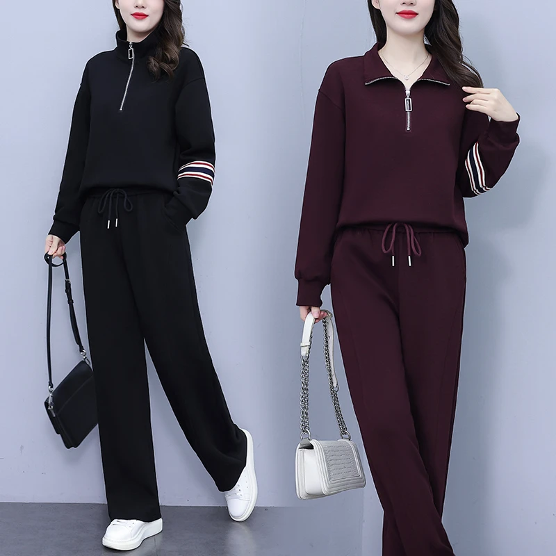 2024秋季辛苦休闲运动套装女款宽松显瘦长袖上衣+裤子时尚两件套