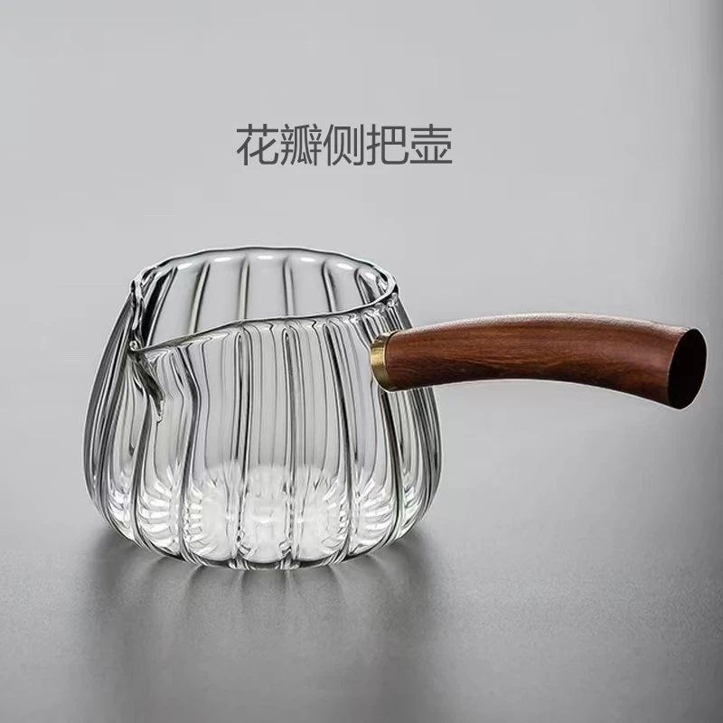 花瓣侧把壶 耐高温玻璃公道杯