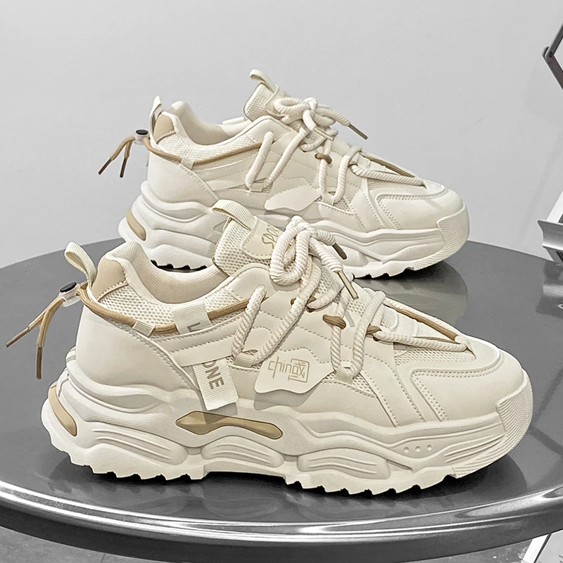 【现货秒发】爆款男鞋春季新款减震跑步运动鞋百搭增高休闲老爹潮鞋