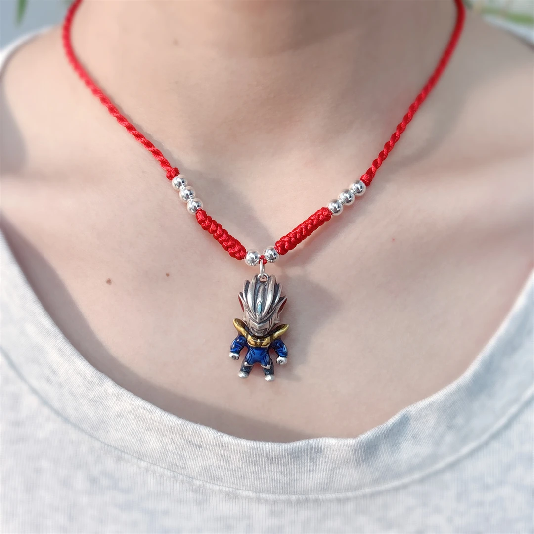 吊坠足银 双11足银999大号赛罗奥特曼儿童编绳项链可爱六一儿童节