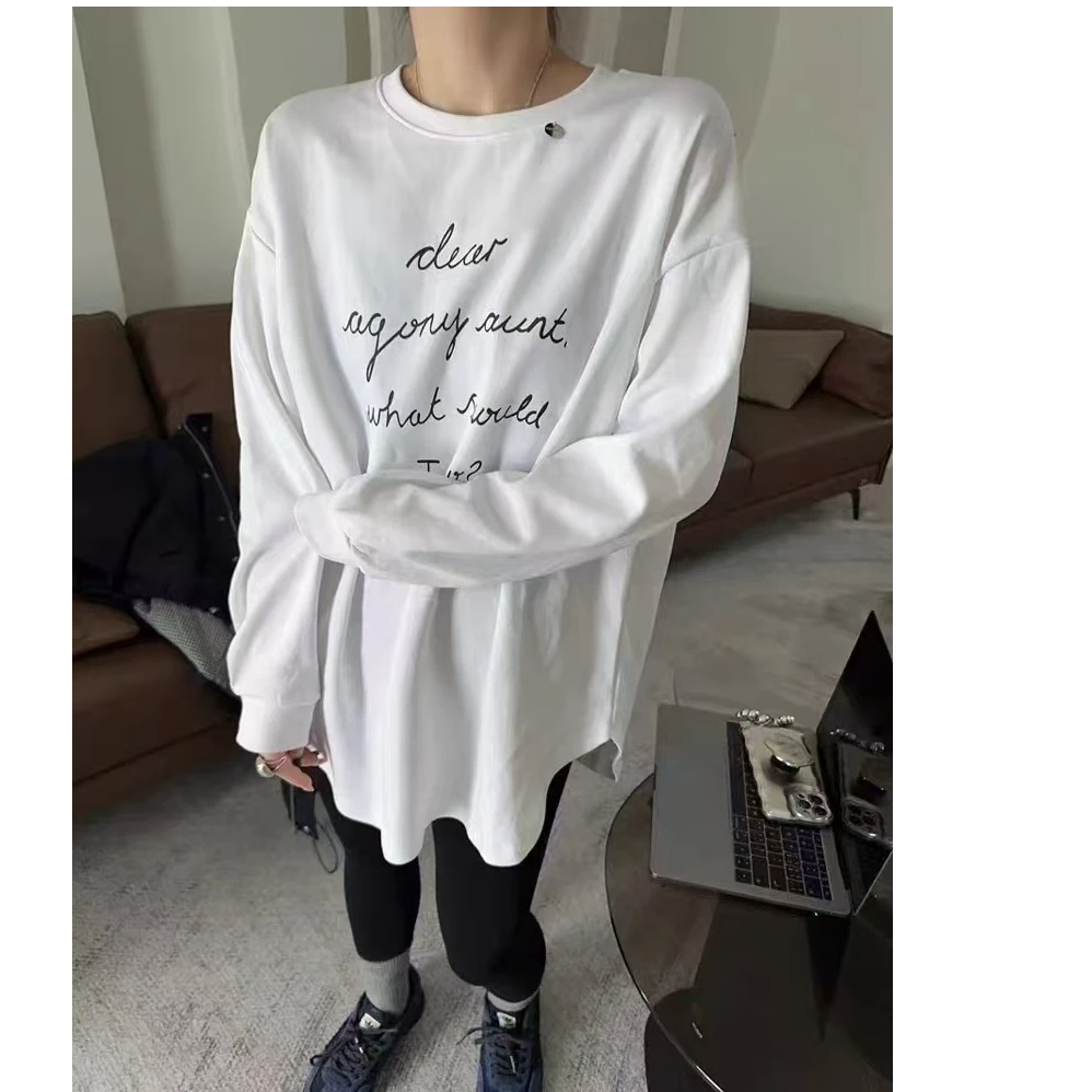 【NINI-衣橱】秋冬新款加厚内搭宽松大版字母T