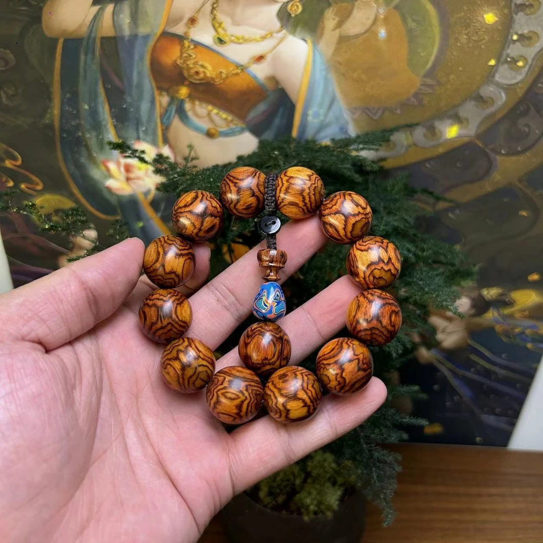 保真正品海南黄花梨手串男2.0京剧花脸谱鬼脸对眼紫油梨佛珠108颗