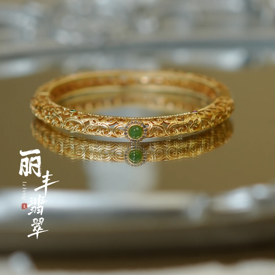 【丽丰珠宝】天然设计款花丝手镯(可退换不接受中差评)