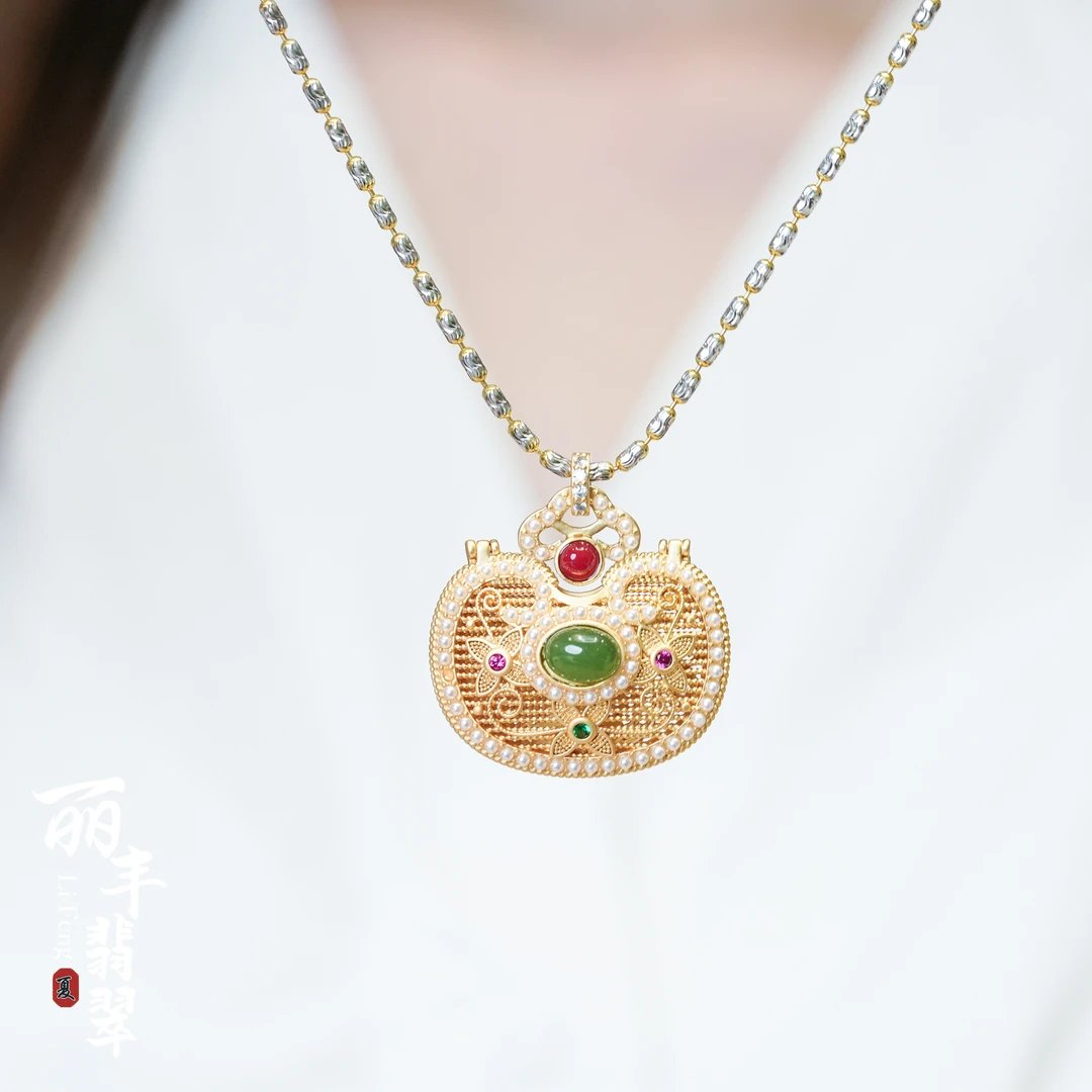 【丽丰珠宝】天然和田玉玉石设计香囊吊坠