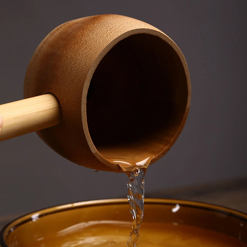 竹制带把竹水勺舀水瓢 家用厨房盛水勺浇花浇菜瓢打水盛酒瓢