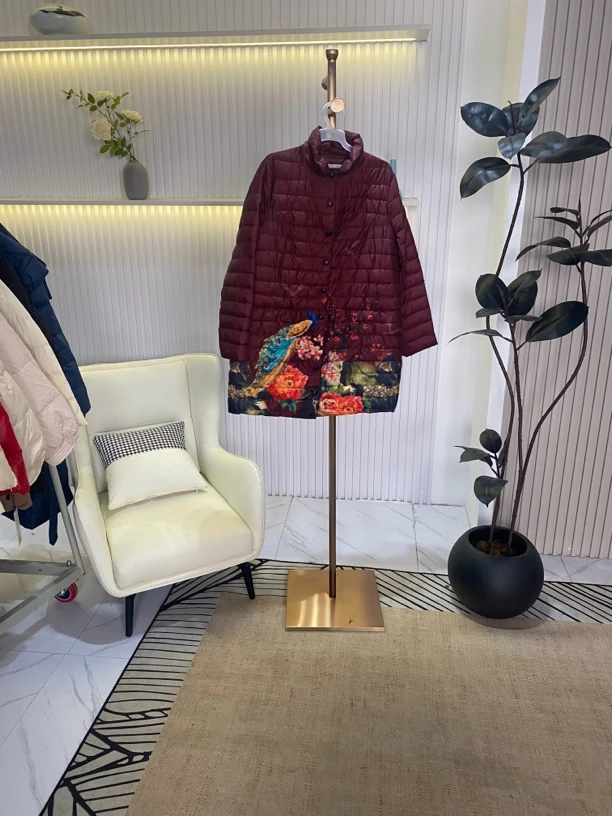 [H2561红色棉外套]长袖镂空气质夏季休闲迷彩印花豹纹