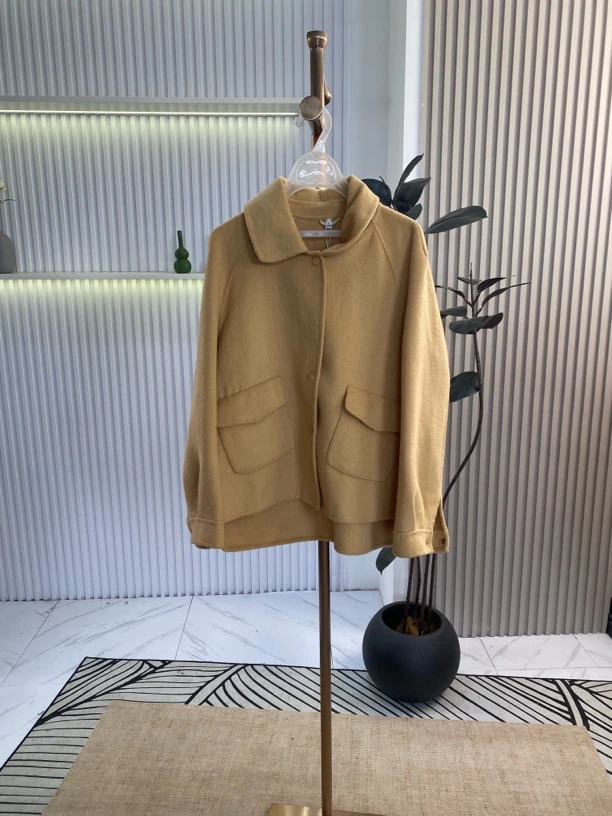 [H4132黄色双面外套]长袖镂空气质夏季休闲迷彩