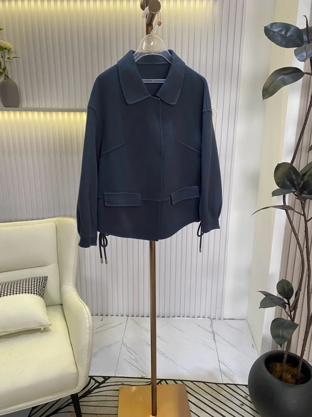 [H3679雾霾蓝双面外套]长袖镂空气质夏季休闲迷彩