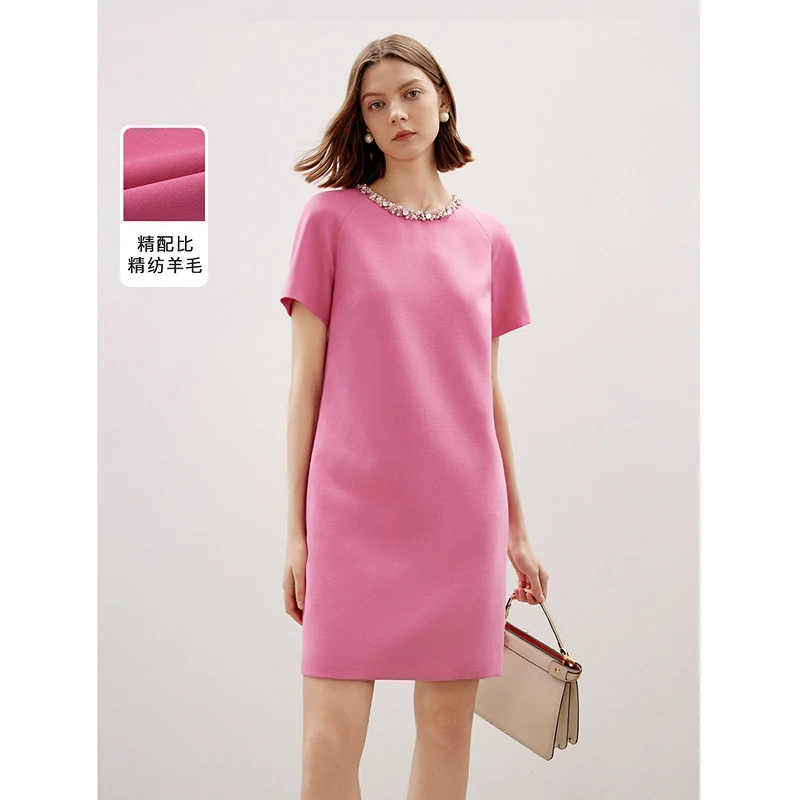 朗姿时尚小香风直筒气质高级感裙子女2025年夏季新款设计感连衣裙