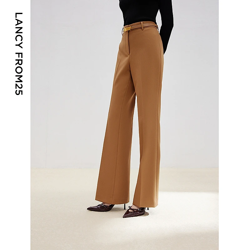 朗姿通勤职业正装西裤休闲设计感气质显瘦直筒西装裤女2025春新款
