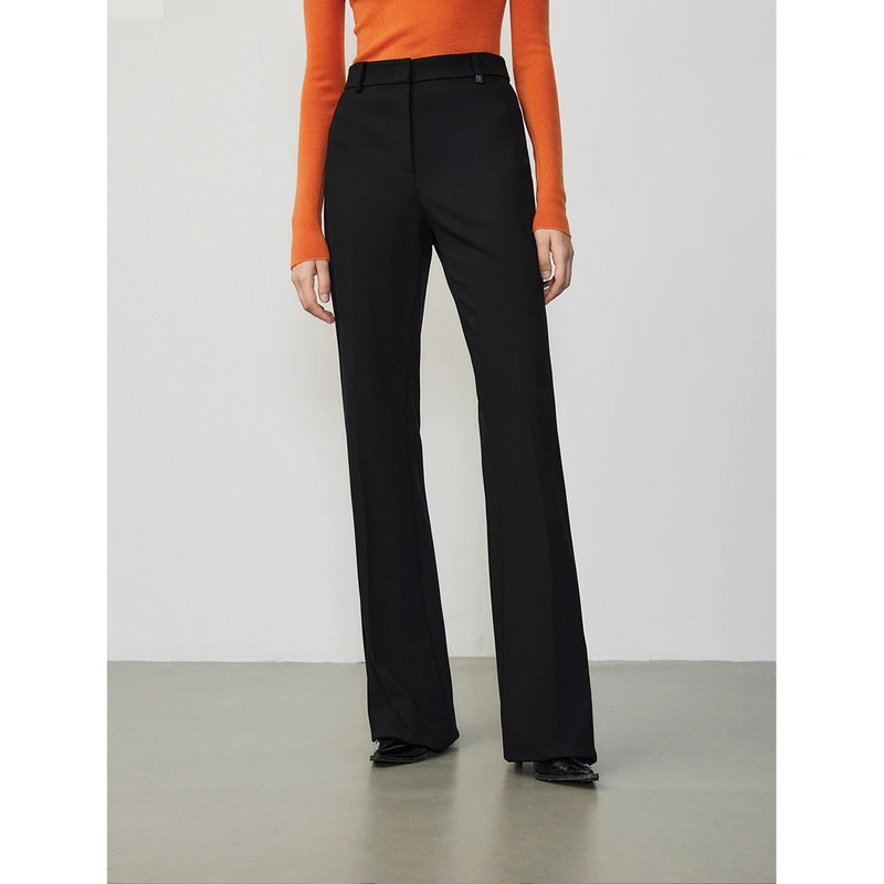 朗姿复古通勤高弹喇叭裤2025新款职业气质高腰西装裤长裤女