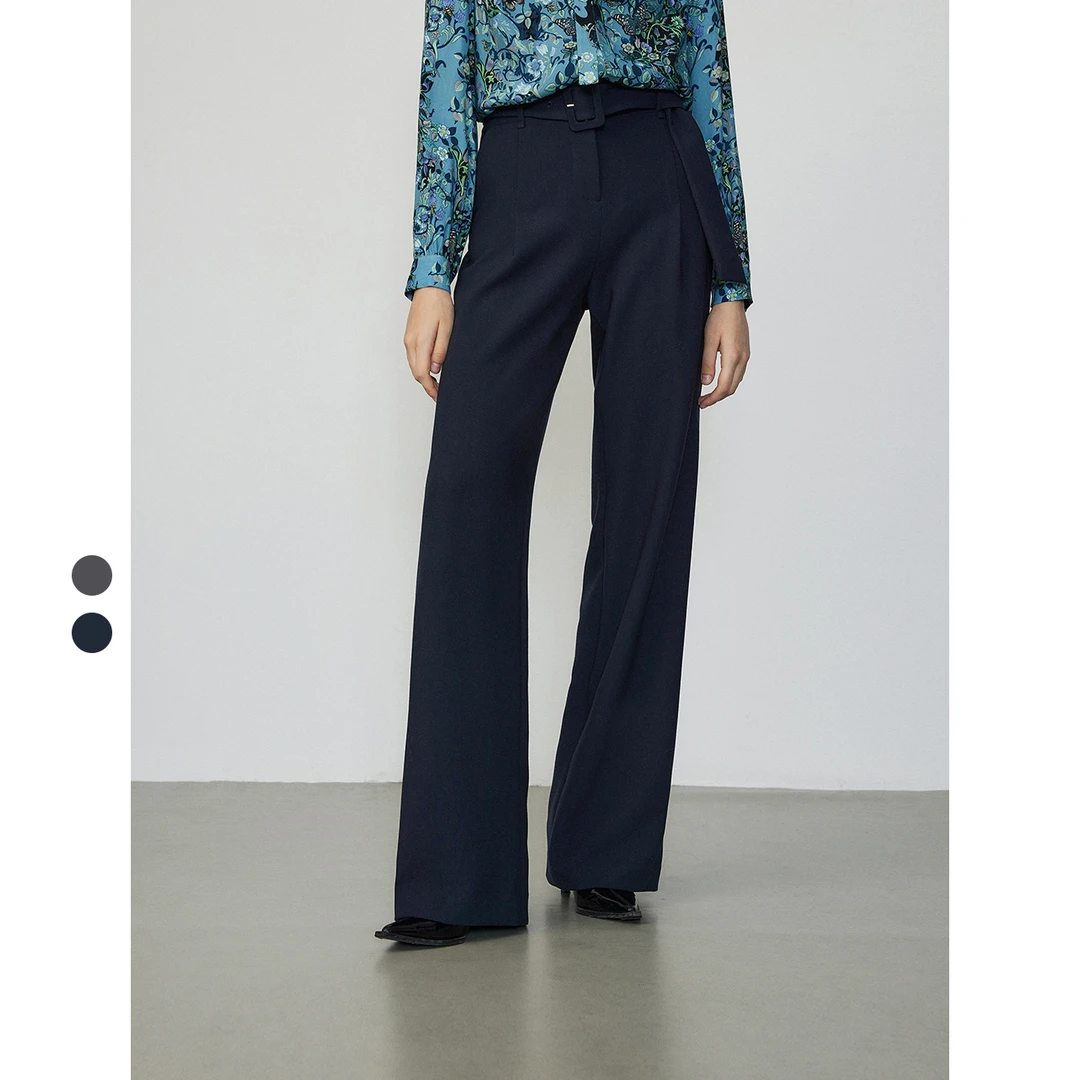 【粉丝专享】朗姿气质高腰显瘦阔腿西装裤冬季直筒西裤女8WPT050