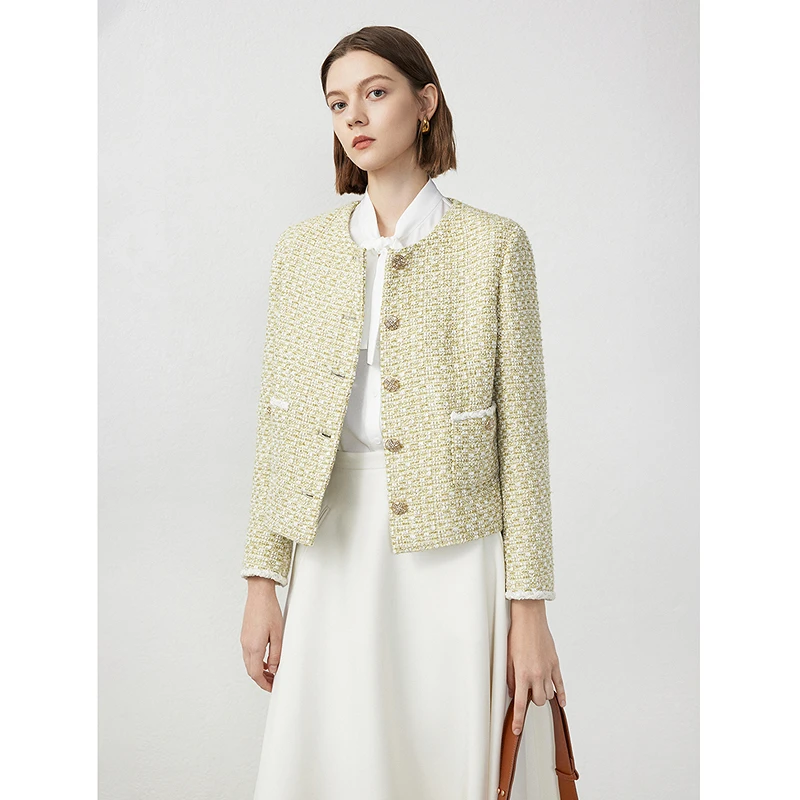 【薄荷曼波】朗姿法式千金圆领高级感气质小香风2024年春新款短外套