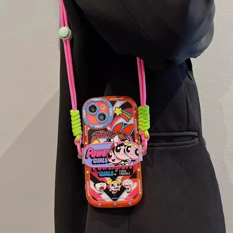赵露思同款小女警背夹适用iPhone14promax手机壳苹果11斜挎绳1213