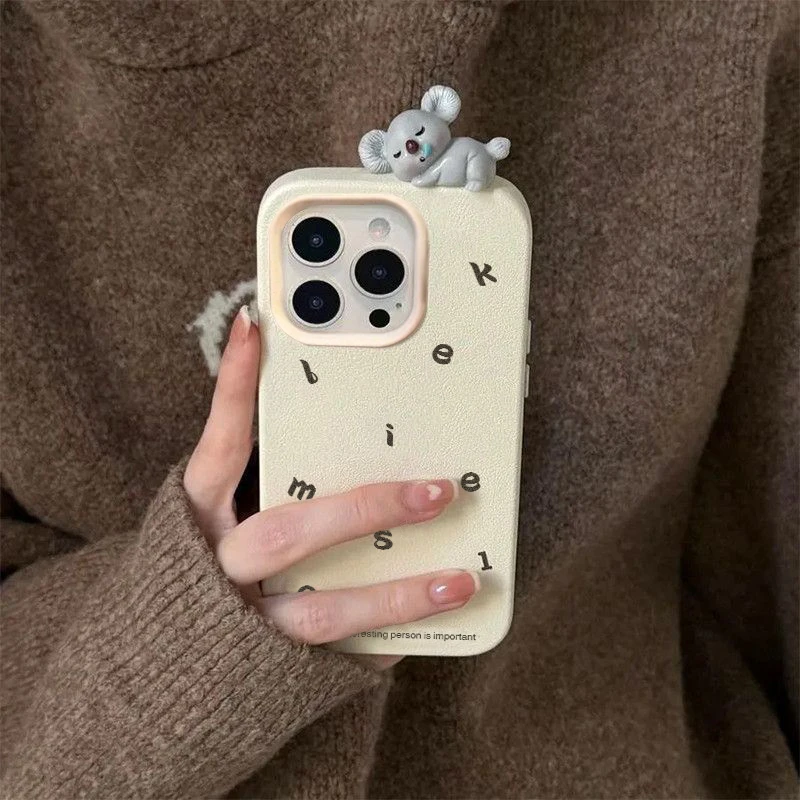 立体考拉适用苹果13promax手机壳iPhone14/15/16简约12/11防摔XR