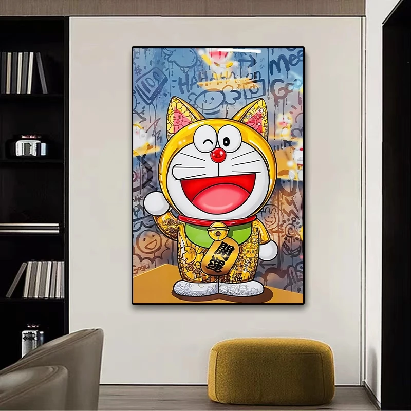 玄关画动漫【哆啦A梦、蜡笔小新】叮当猫 客厅画 卧室挂画 晶瓷画