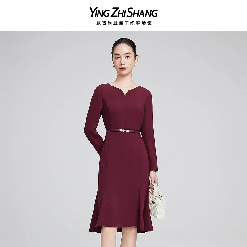 赢智尚三醋酸连衣裙女2025早春新款收腰显瘦优雅气质心型领礼服裙