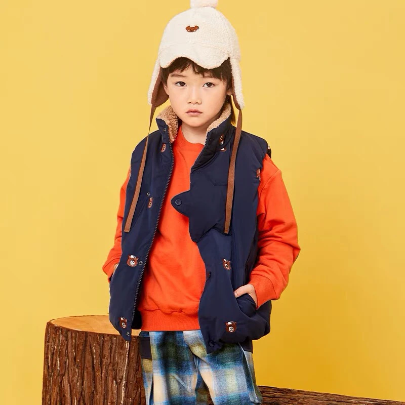 歌瑞家冬季白鸭绒儿童马夹男童装上装乐友