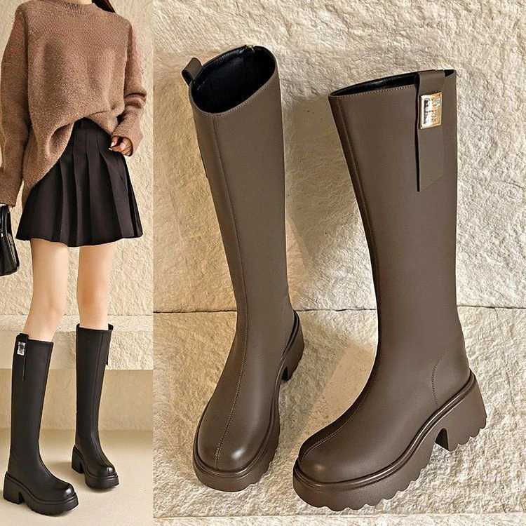 2025长筒靴新款秋季瘦瘦靴超火不过膝高筒骑士靴小个子长时装靴潮