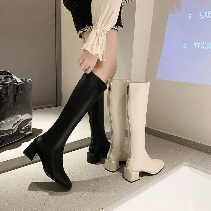 2023潮秋冬款长靴女年春季新款春夏高跟马丁粗跟加绒冬季百搭英伦
