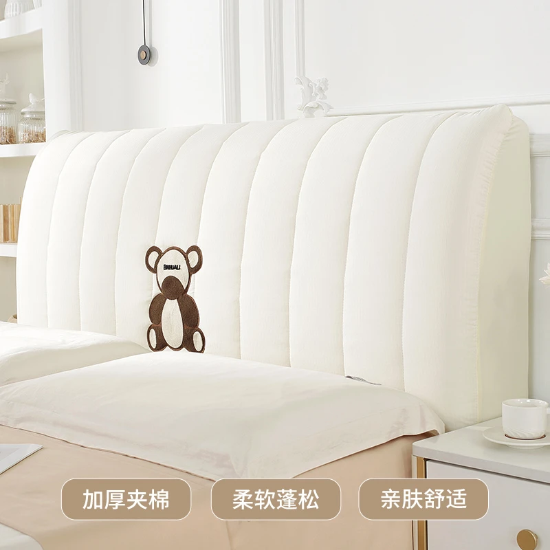 全包加厚床头套罩2024新款高档软包防撞木板木头床床头罩防尘罩