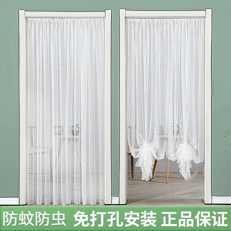 新款蕾丝门帘卧室房间家用免打孔简约白色客厅阳台飘窗帘隔断帘子
