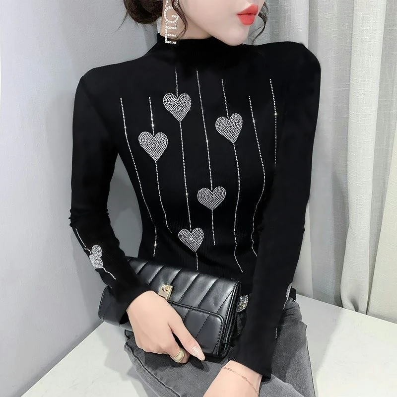 打底衫女秋季新款半高领修身气质百搭显瘦时尚洋气长袖T恤 698A