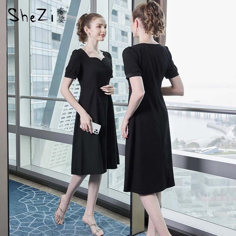 奢姿2025年夏季新款大码女装气质优雅长裙胖妹妹简约大方连衣裙