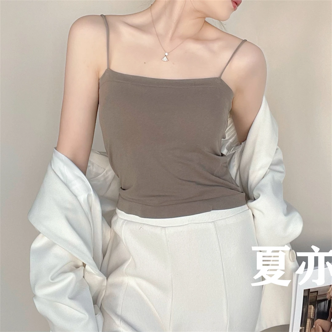纯色吊带背心女美背内搭带胸垫外穿美背上衣百搭性感显瘦打底1806