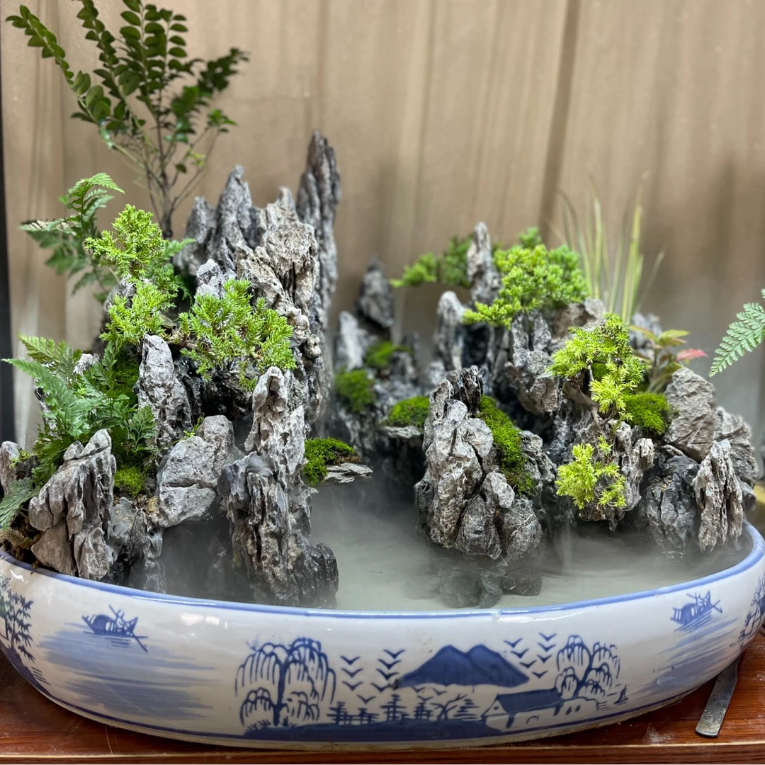 办公桌面居家青龙石水陆景观小盆景