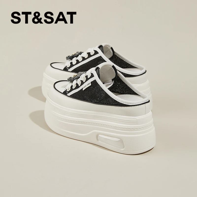 星期六一脚蹬女鞋半拖外穿2025年夏季爆款包头凉鞋小熊厚底松糕鞋