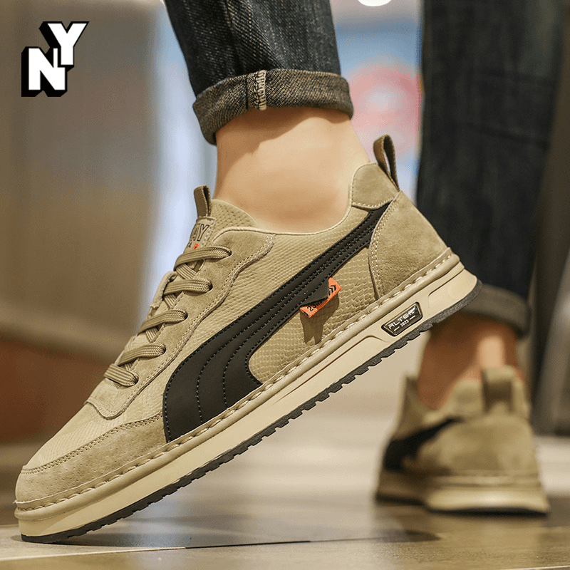 NY潮牌低帮休闲鞋男士2024春秋季新款百搭复古德训板鞋男款阿甘鞋