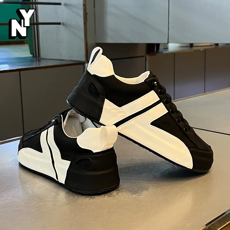 NY潮牌时尚休闲板鞋男士秋季2025新款韩版懒人一脚蹬黑色运动男鞋