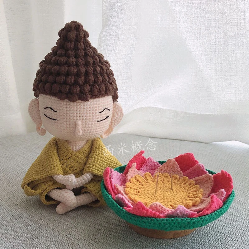 西米概念 手工钩织莲花佛材料包 无视频送图解