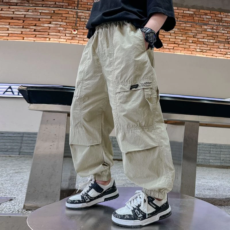 痞帅男童裤子夏季薄款2025新款儿童夏装防蚊裤中大童休闲工装裤潮