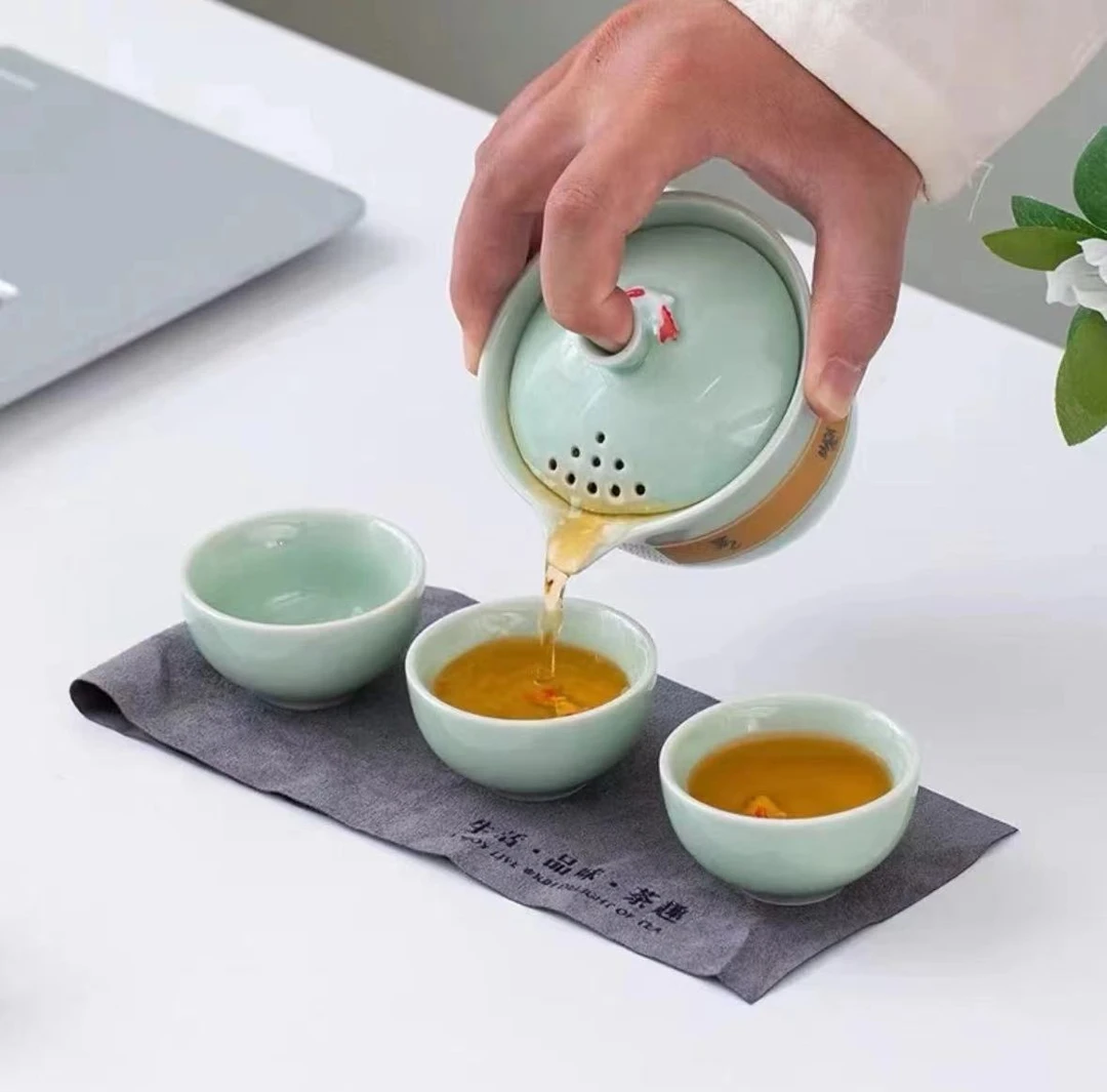 青瓷竹礼3杯旅行套 D36