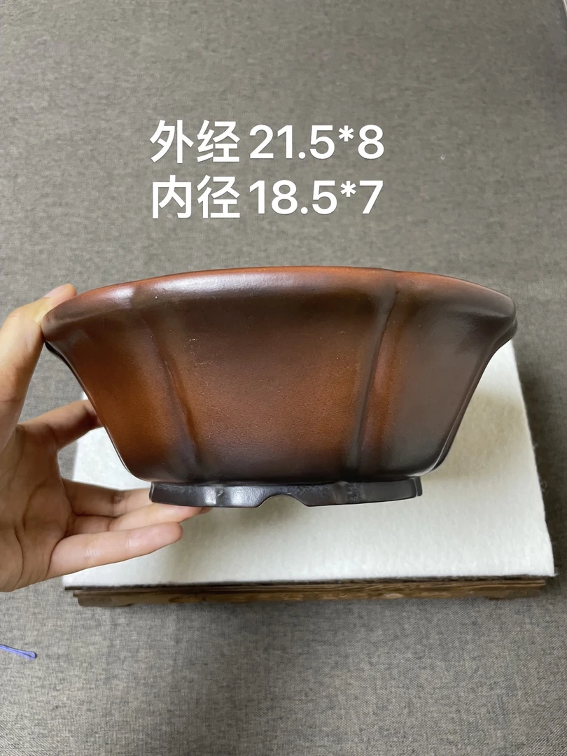 紫砂花盆八方抽脚可种临水手工作品
