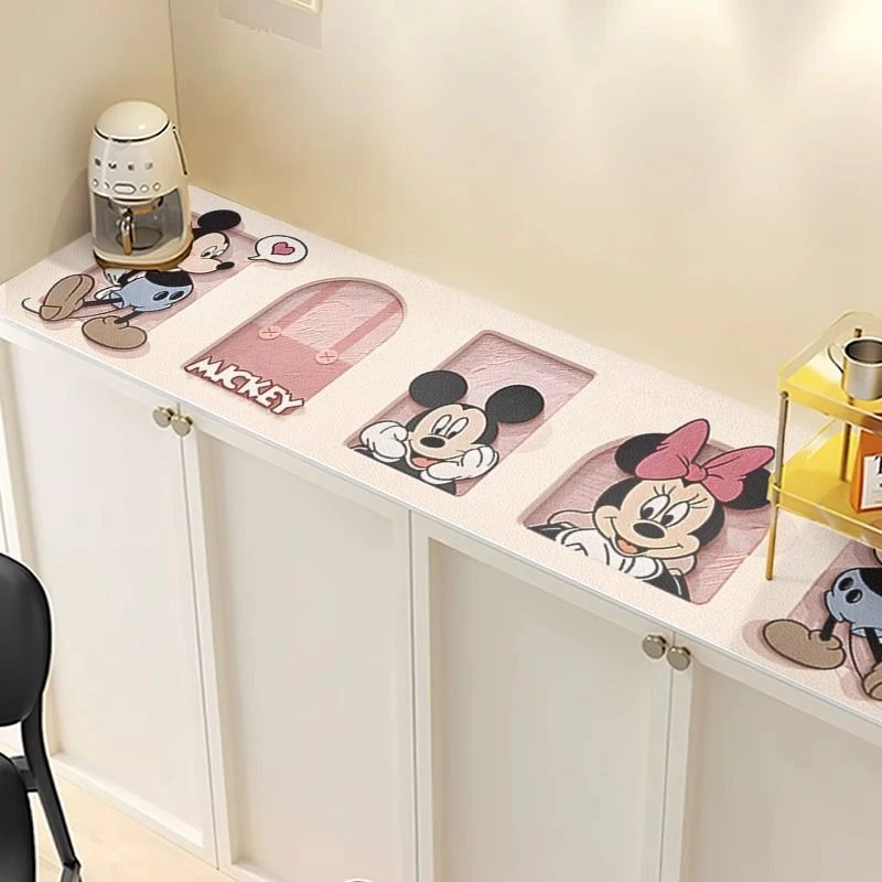 简约家用电视柜桌垫米奇卡通鞋柜台面垫餐边柜保护垫防水长条桌垫