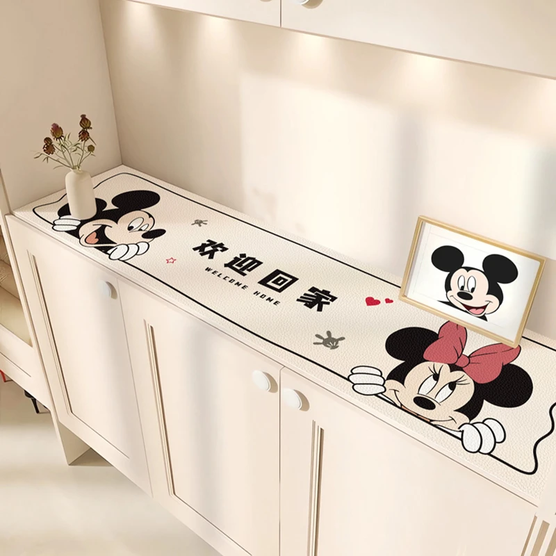 电视柜茶几餐桌布简约风鞋柜桌布米奇防水防滑餐边柜环保皮革桌布