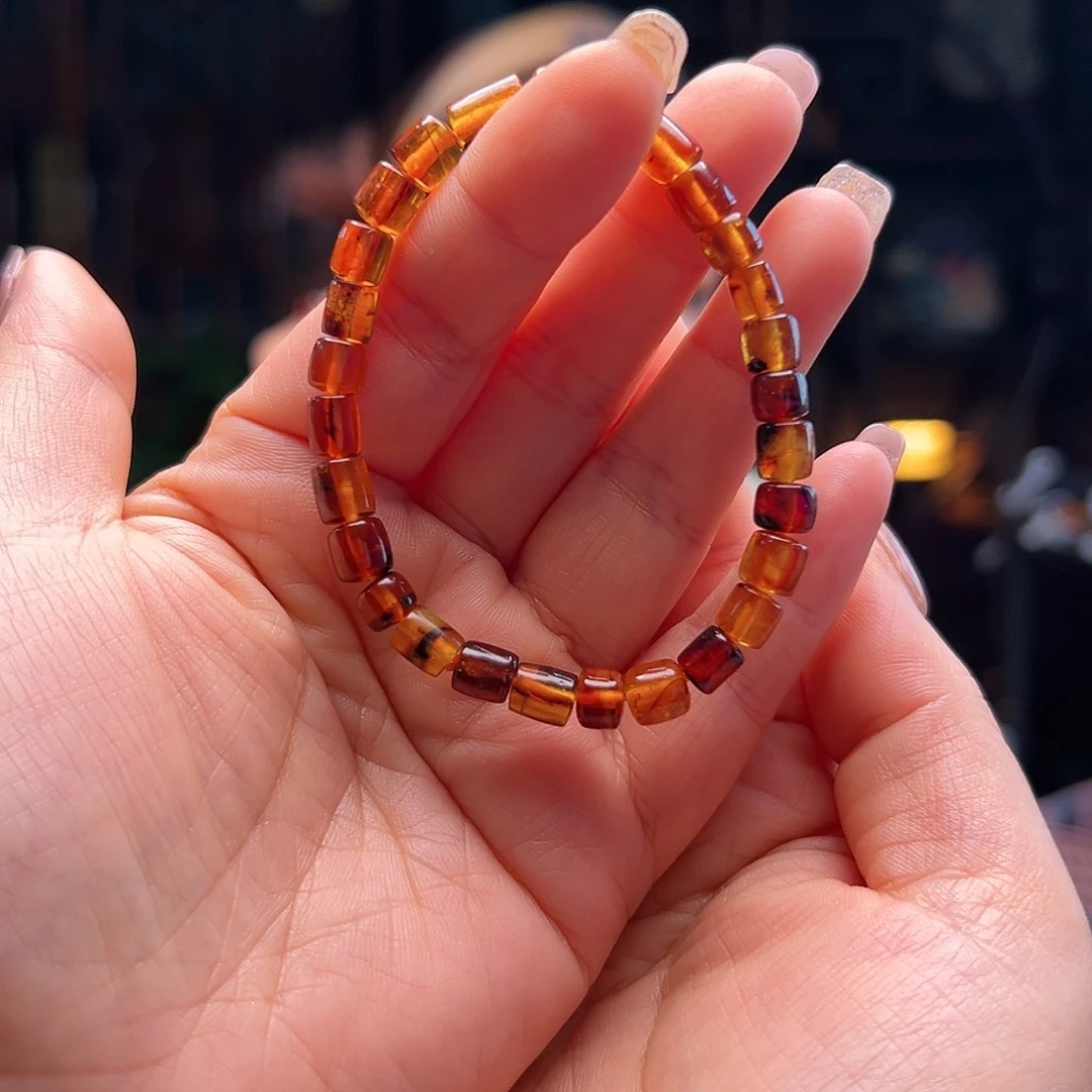琥珀裸石未镶嵌桶珠手串1111