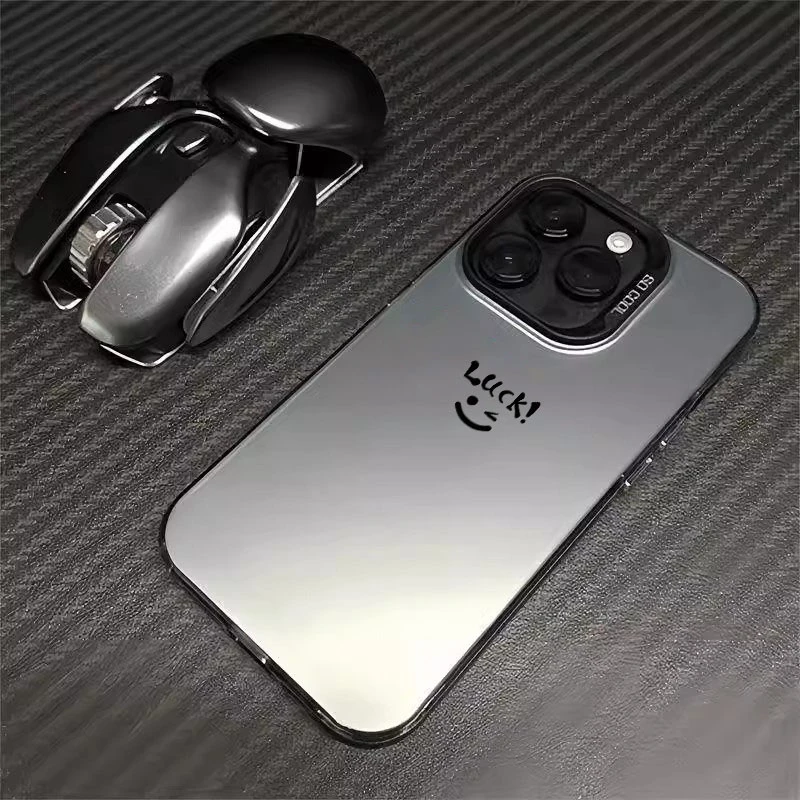 简约笑脸高级感双层彩银适用oppo/vivo/iqoo手机壳硬壳软边防摔